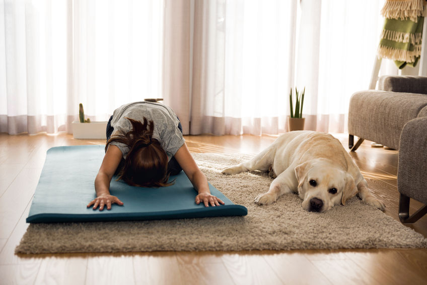 Woman Exercising with Dog