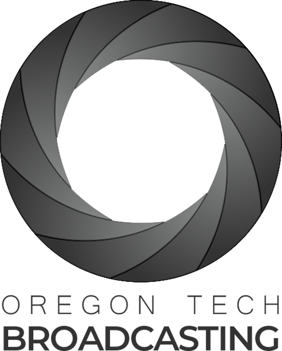 Oregon Tech Broadcasting logo which looks like a camera shutter closing