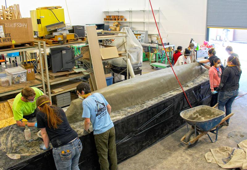 Bachelor program graphic students working on fabrication 