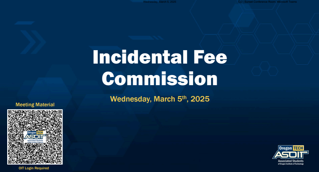 First slide of Incidental Fee Commission presentation on March 5, 2025