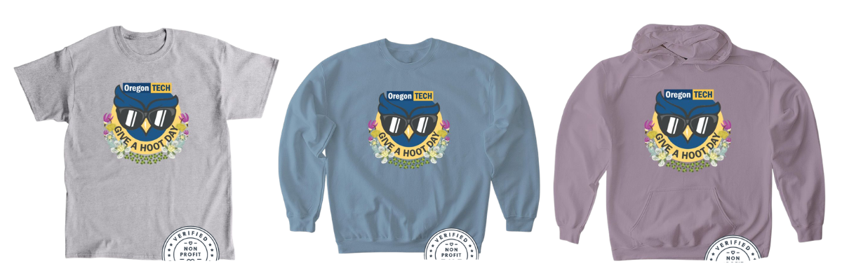 Three tshirts with give a hoot day flowers logo