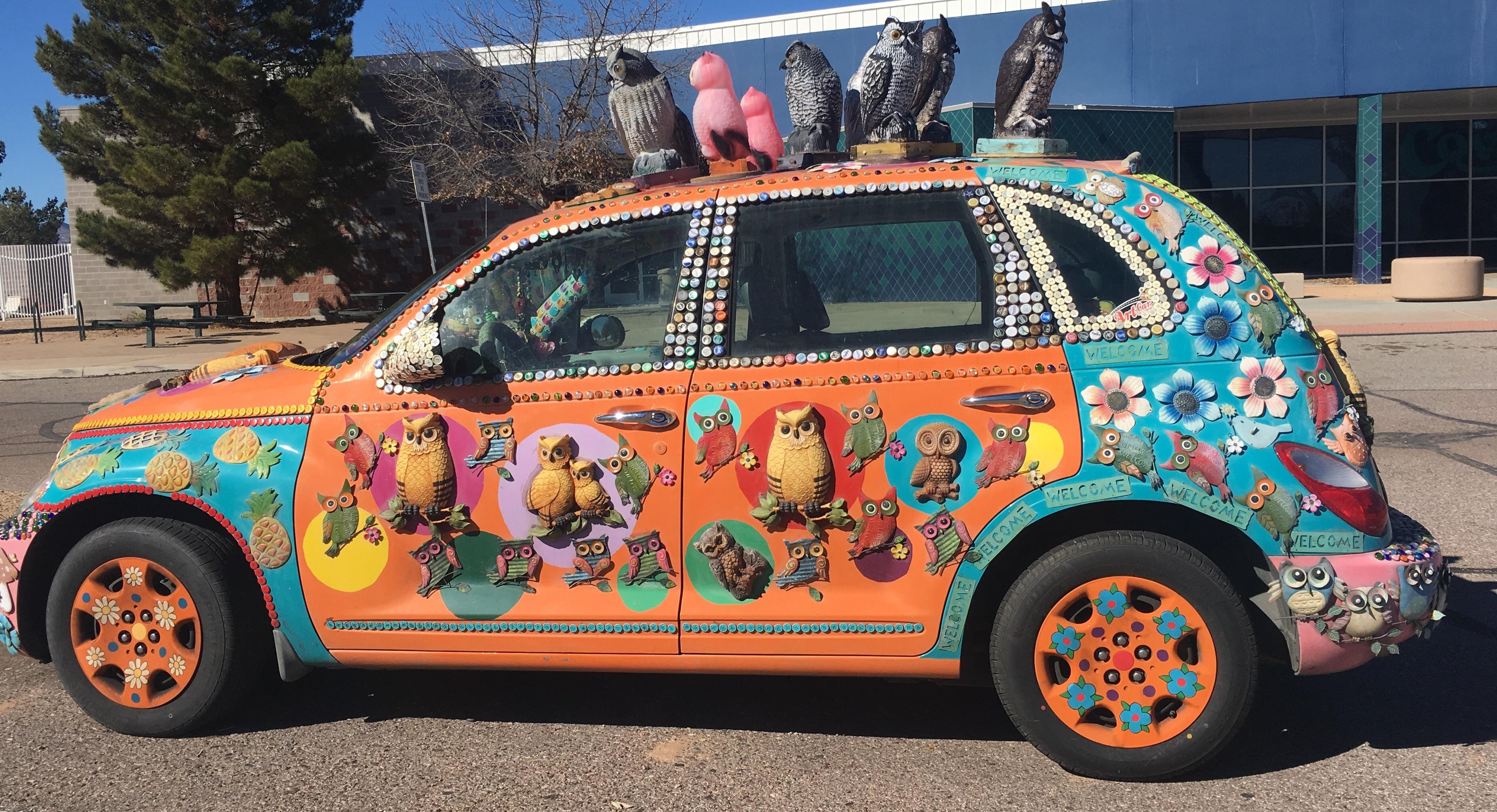 Car with owls