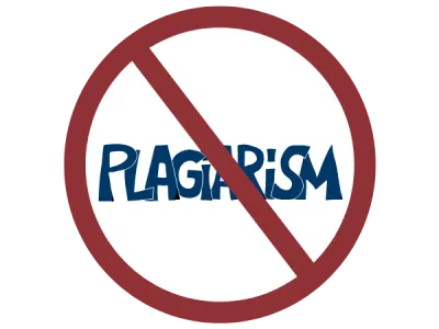 Circle with a line through the word plagarism.