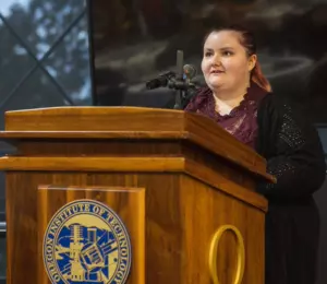 Jacy Wasoksi speaking at TOP honors dinner 2022