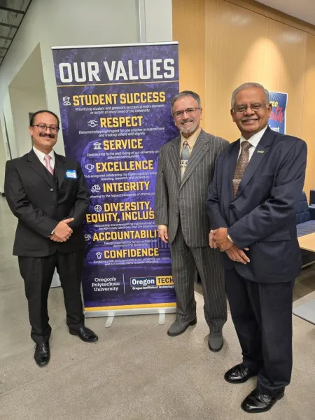 Haisum Shah with Presidents Gutierrez and Naganathan