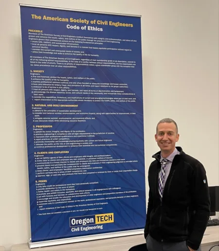 Riley with ASCE Code of Ethics Poster