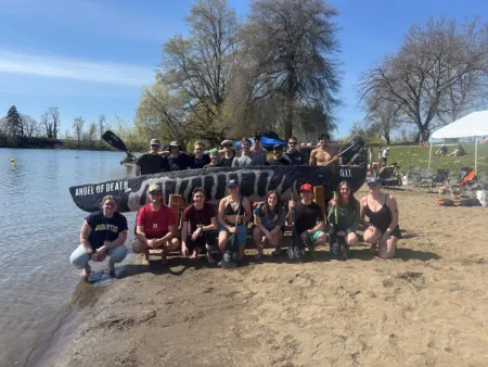 Students and Faculty with the Concrete Canoe