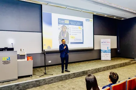 Professor KC Santosh presenting about Oregon Tech at Hong Kong AI workshop